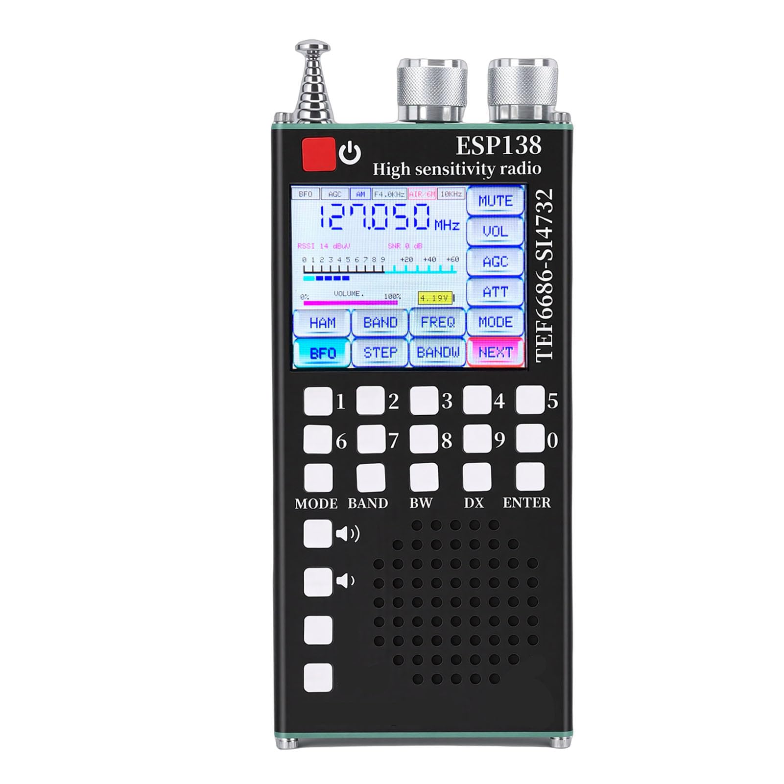 Denash Radio de Banda Completa, Sistemas Duales TEF6686 y SI4732, Pantalla Táctil IPS de 2,4 Pulgadas, 5.0, con Bandas FM LW MW SW Air SSB, para Entusiastas de la Radioaficionado