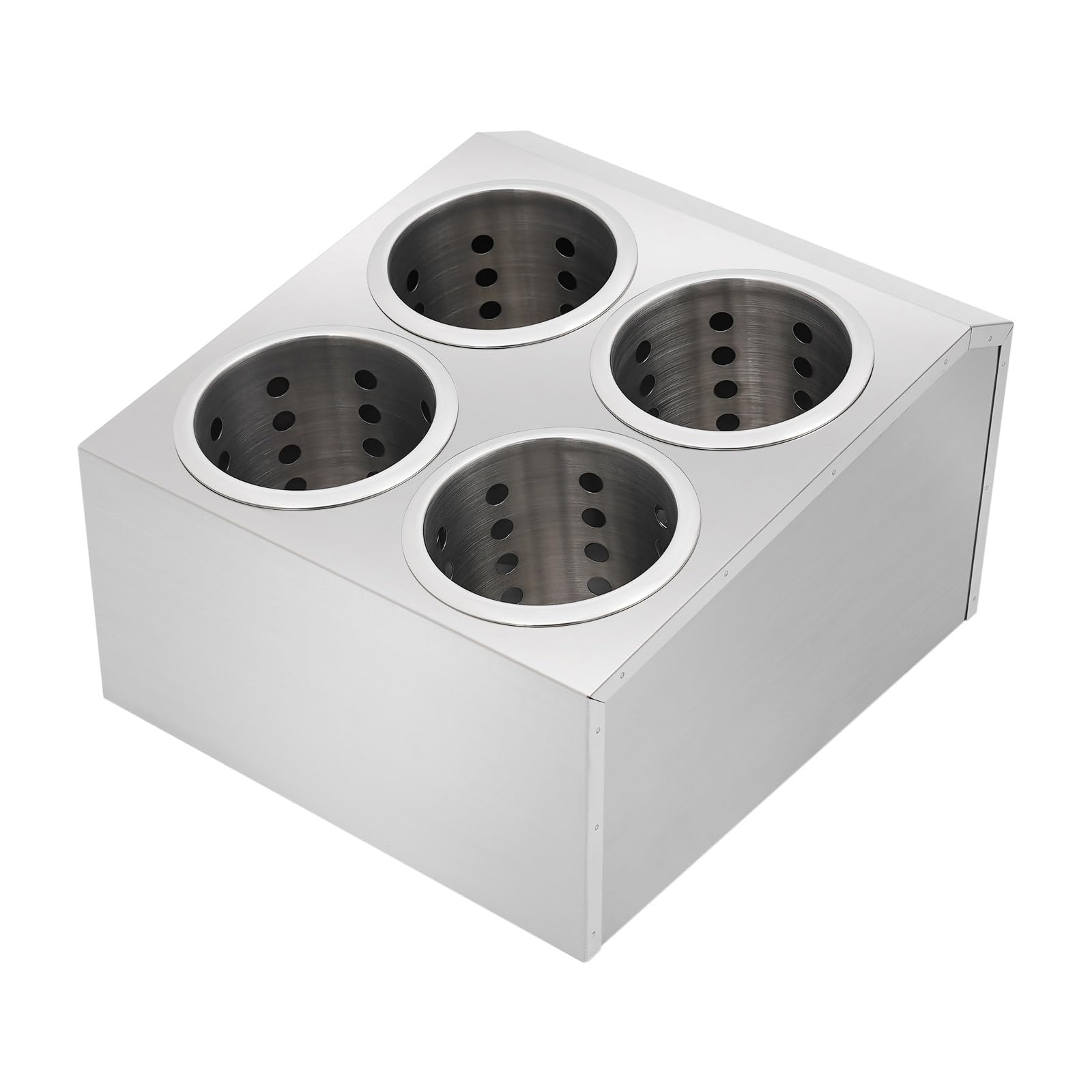 4 compartimentos de acero inoxidable para utensilios de cocina, organizador de cubiertos, cesta para utensilios, con orificios de ventilación, para palillos, cucharas, cuchillos y tenedores