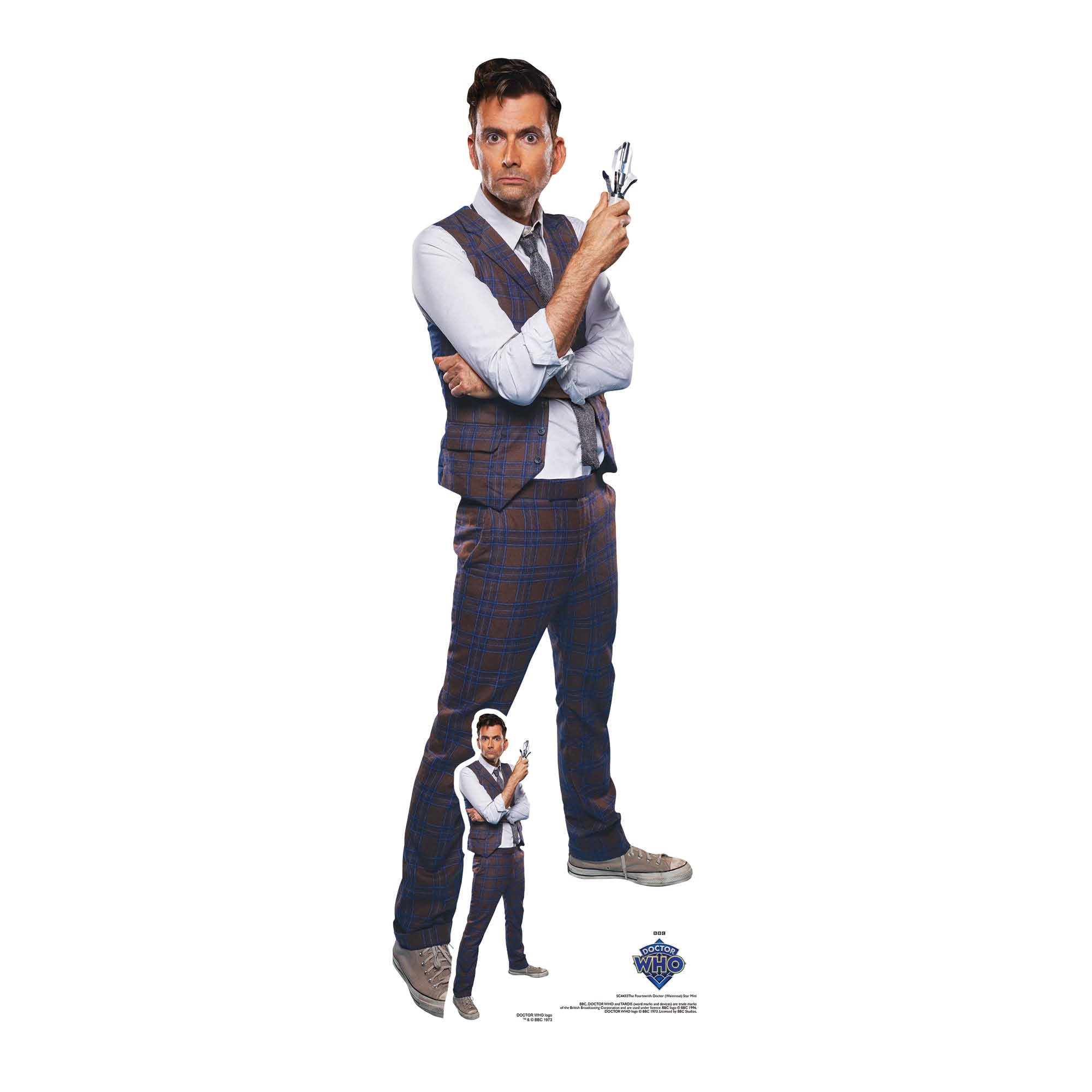 Star Cutouts SC4433 Doctor Who Fourteenth Doctor Waistcoat Star Mini Cardboard Cutout – Compact Collectible for Whovian Displays