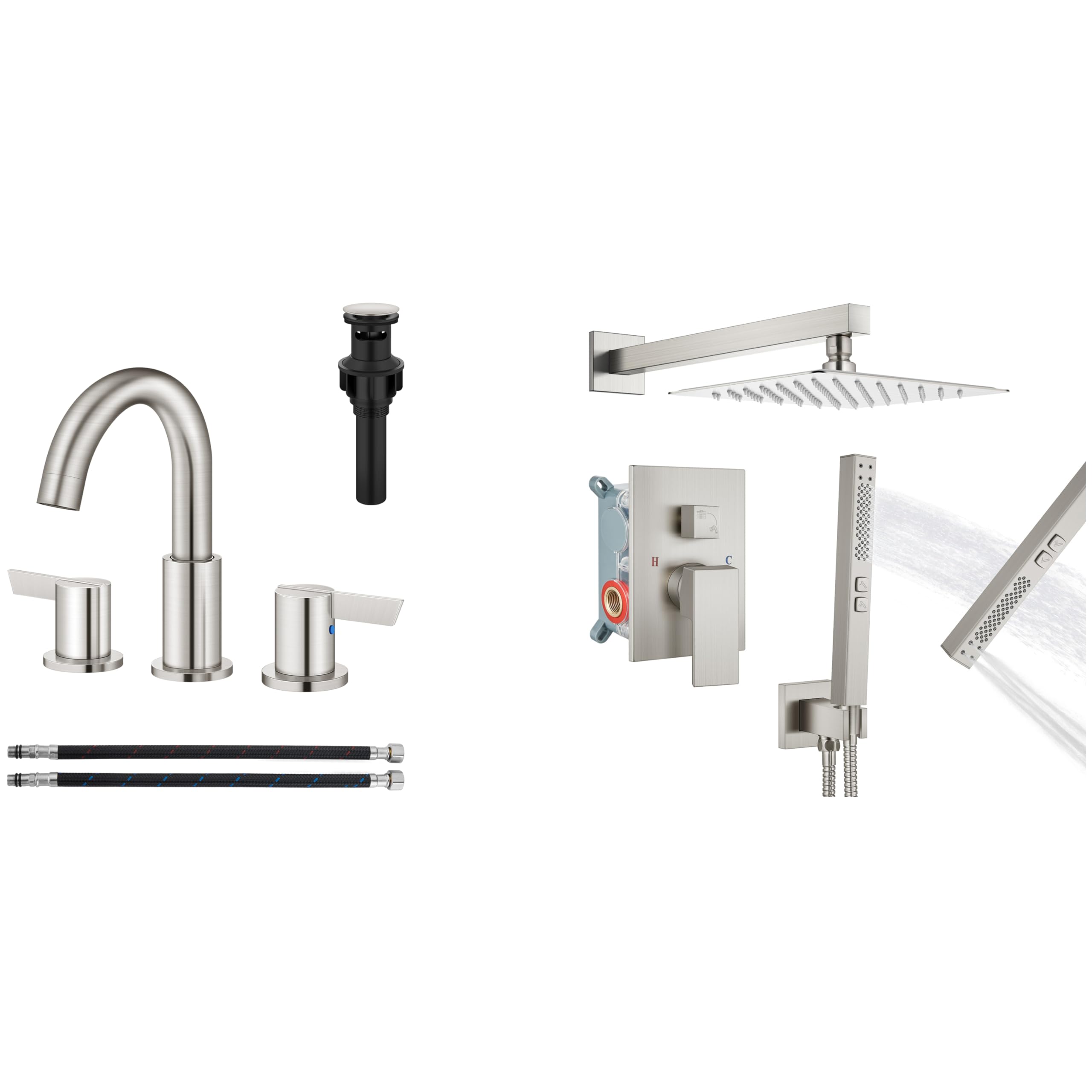 Hcfyauis Bathroom Sink Faucet Shower Faucet Set Rainfall Shower System