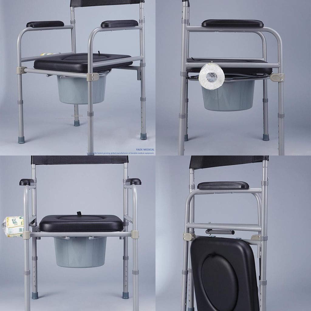 Toilettenstuhl Mit Rückenlehne Armlehne, Bad Dusche Wasserdicht Faltbar Sitz Ergonomie Tragbar Mobiles WC Toilettenhocker