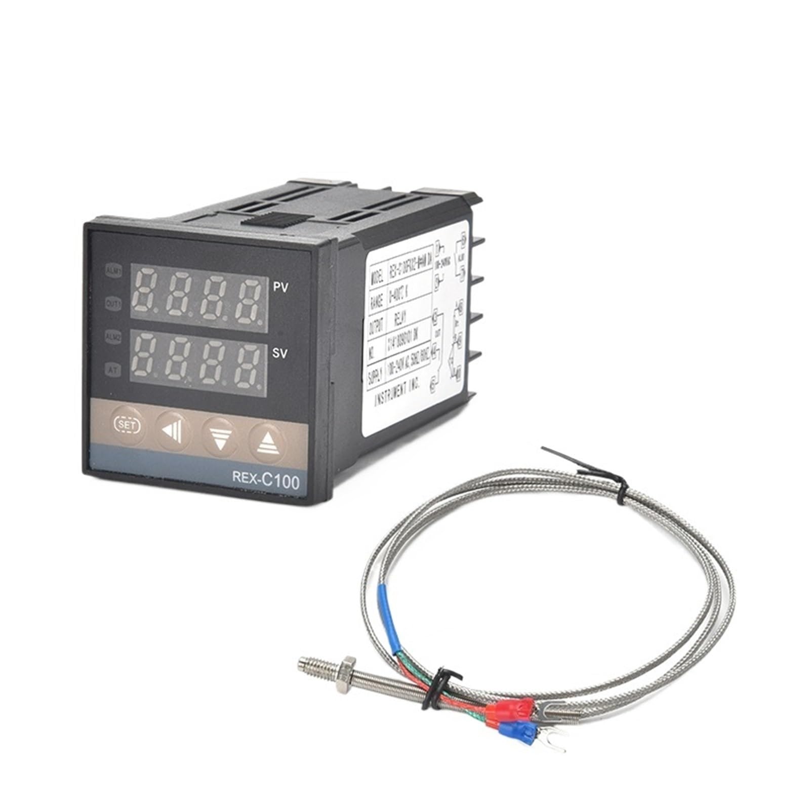 temperaturregler REX-C100 Digitaler PID-Temperaturregler-Thermostat 40DA SSR-Relais K/J-Schraube M6 1M Thermoelementsonde RKC-Kühlkörper-Set(Set 1 K)