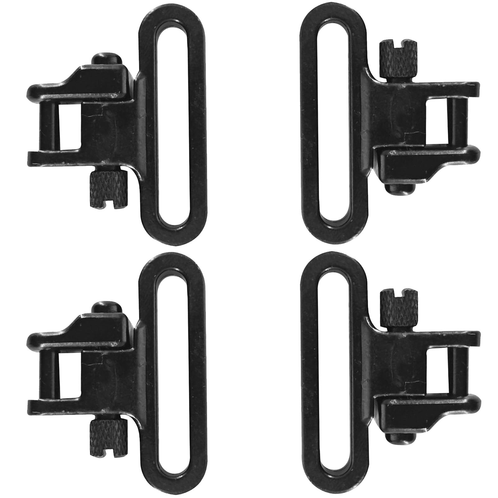 HUNTPAL 4 Pcs 2 Point Rifle Sling Shotgun Sling Gun Sling Swivels Sling Mounts Set, 1.25 inches All Metal Square Edge Heavy Duty Quick Attach/Release Gun Sling Attachment Clips