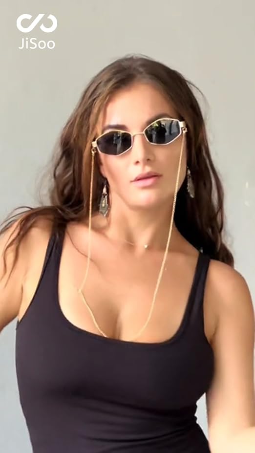 JiSoo Trendy Hexagon Sunglasses for Women - Gold Sunglasses Womens