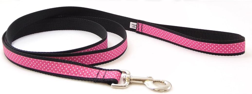 Sunset Polka Dot Pink/Black Dog Leash (XS-1/2 x4')