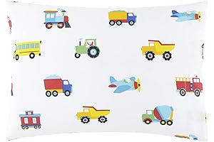 Wildkin Toddler Pillow Case for Boys & Girls (Trains, Planes, and Trucks)