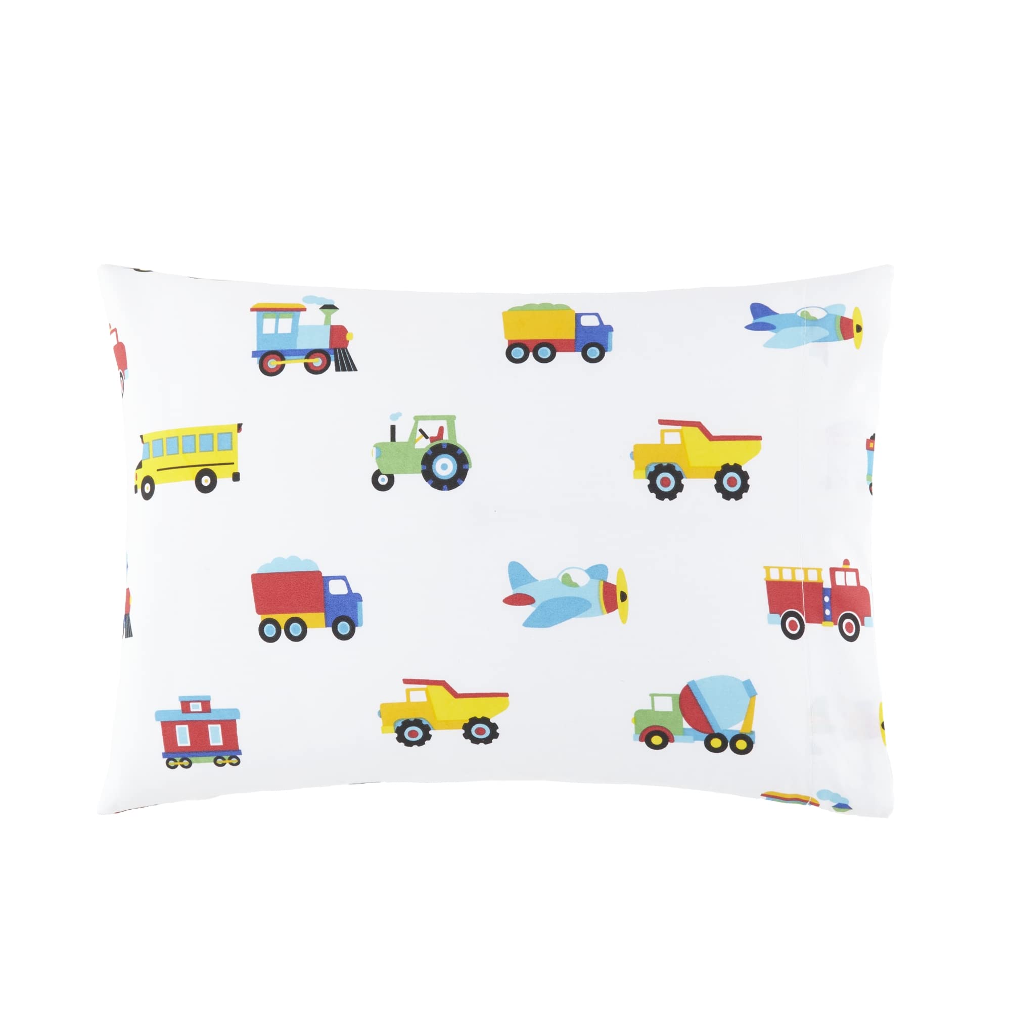 Wildkin 100% Cotton Toddler Pillowcase – Hypoallergenic, Soft &amp; Breathable - Trains, Planes, and Trucks