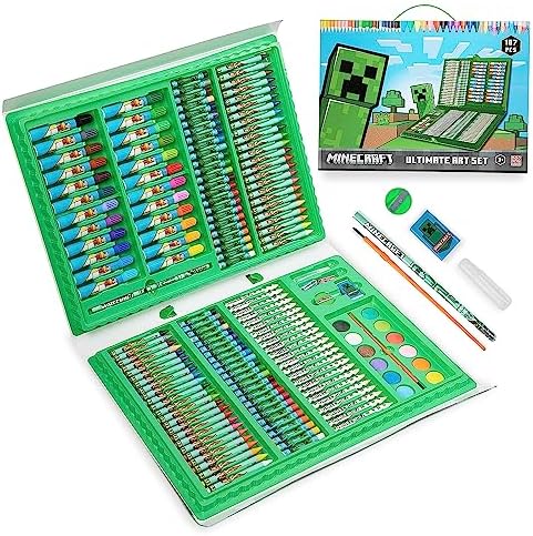 Minecraft Colored Pencils Art Supplies Kids Set Coloring Painting Kit Girls Drawing Pencils Supplies Travel Case with Crayons Arts and Crafts for Kids 4-12 - Image 7