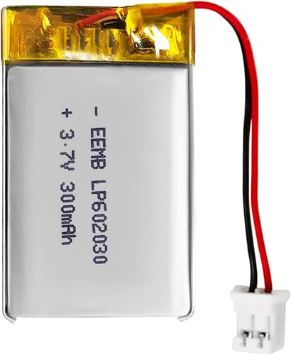 EEMB Batería de polímero de litio 3.7V 270mAh 602030 Lipo Batería recargable con conector JST de cable para altavoz y dispositivo inalámbrico