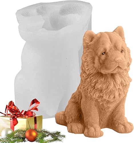 Miniatura 9 de Molde de resina para perros, molde 3D en forma de Chow Chow Chow, moldes de cera para decoración de pasteles, lindos moldes de jabón para cachorros,