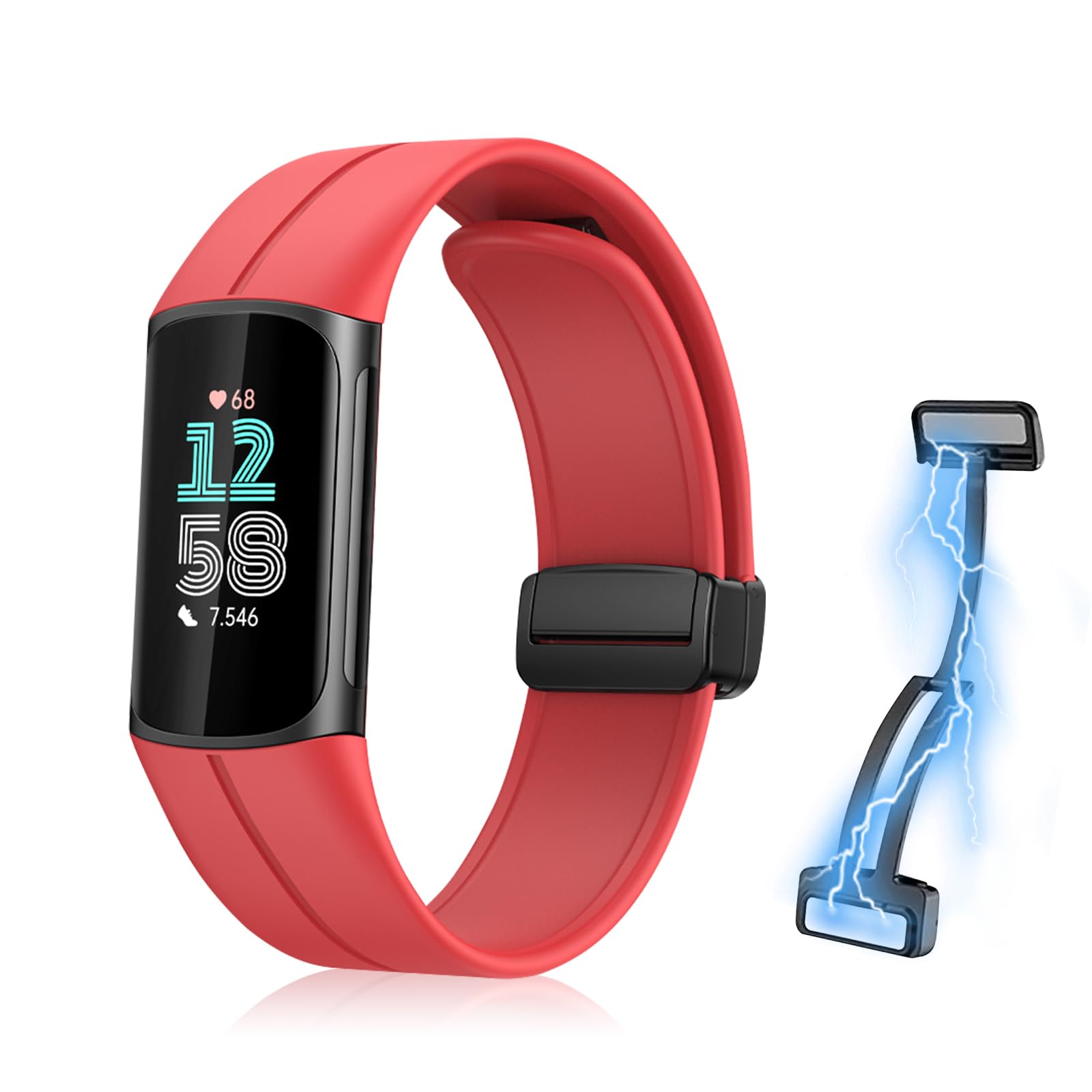 FITBIT CHARGE6 バンド付き Amazon.co.jp: [RicYeel] 磁気付き シリコンバンド Fitbit charge 6