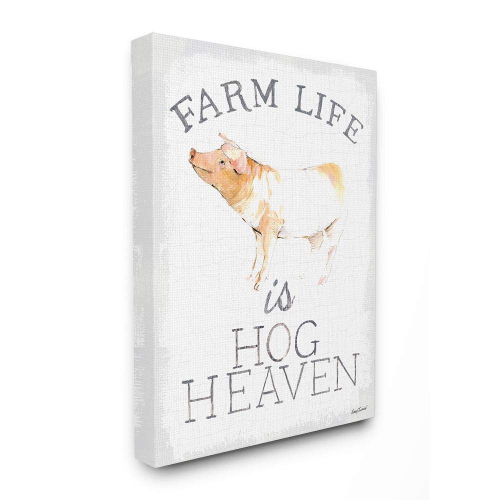 Stupell Industries Life is Hog Heaven Phrase Farm Animal Pig, Designed by Avery Tillmon Wall Art, 30 x 40, Canvas