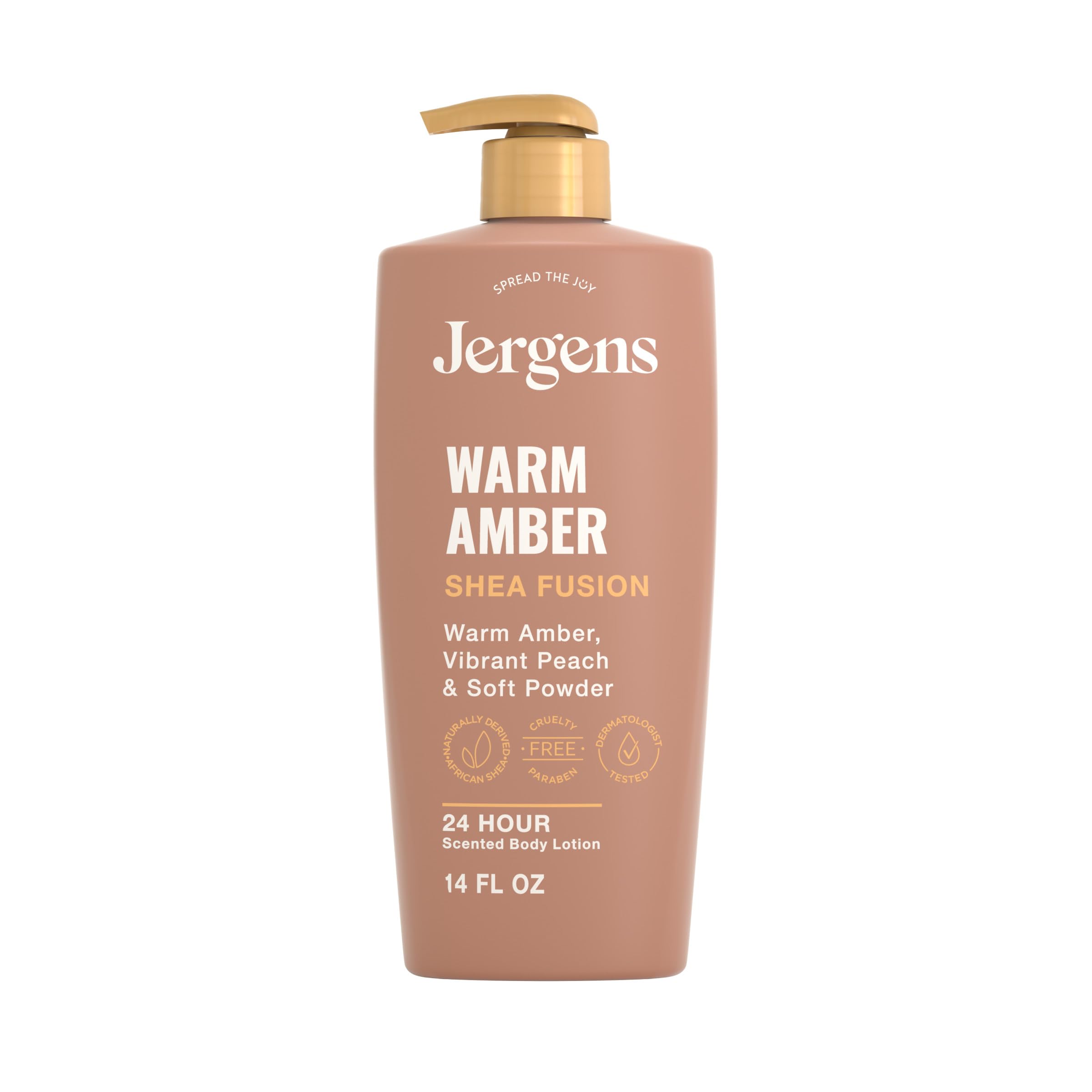 Jergens Shea Fusion Body Lotion, Warm Amber Scented, Dry Skin, 14 fl oz