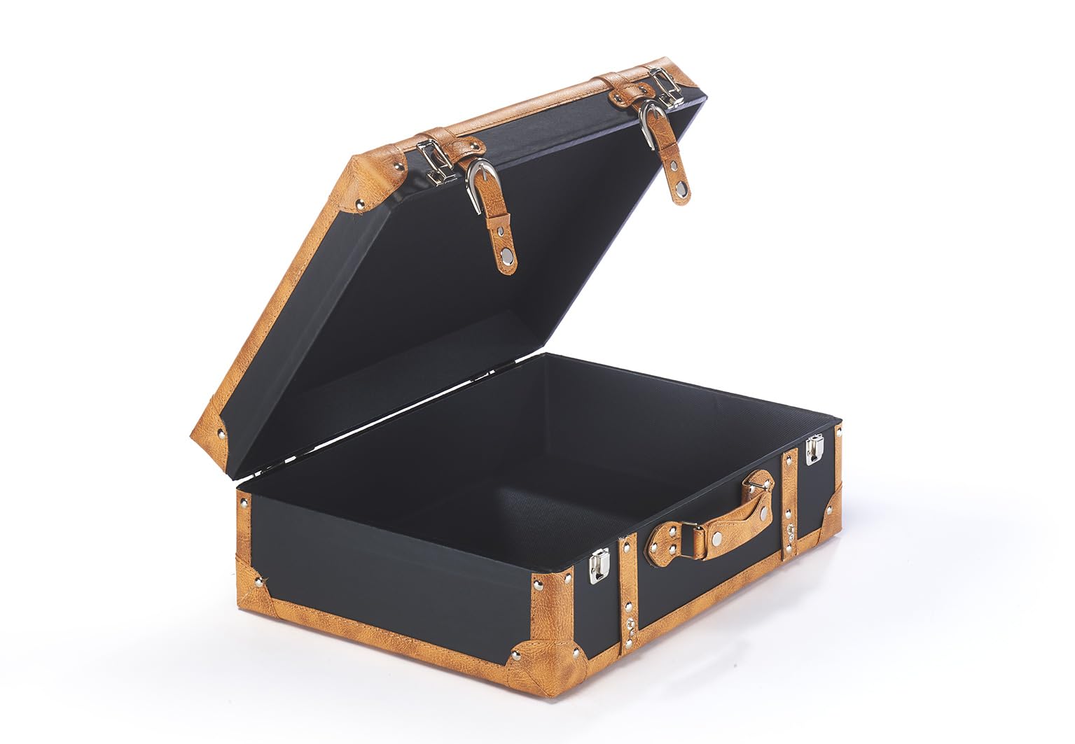 Kobolo Dekokoffer Koffer Vintage Retro - MDF mit Kunstlederüberzug - braun - Metallschließen