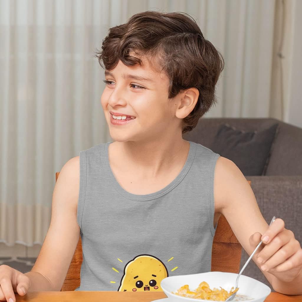 Potato Print Kids' Jersey Tank - Cartoon Sleeveless T-Shirt - Graphic Kids' Tank Top