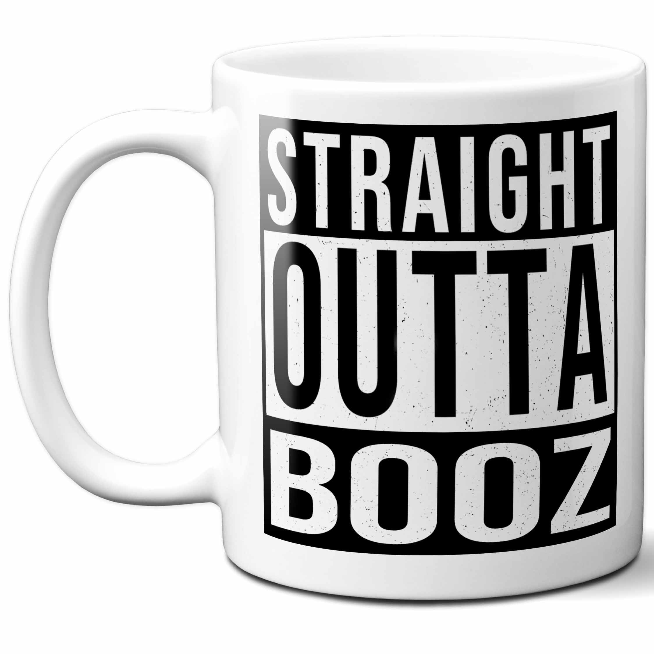 Booz Last Name Gift. Personalized, Custom Straight Outta Surname Sign Coffee Mug. 11 Ounces., White