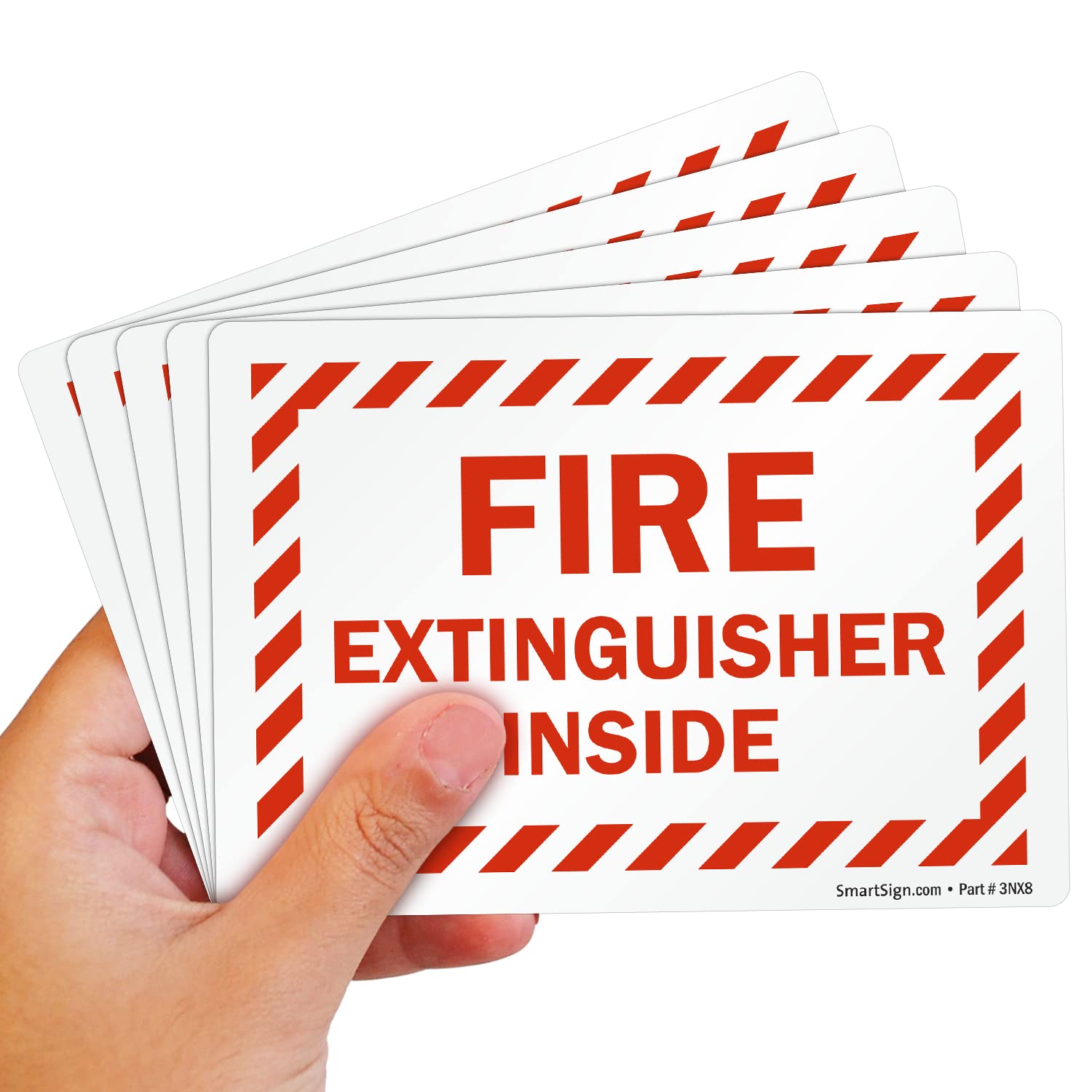 SmartSign Fire Extinguisher Inside Pack of 5 Labels | 3.5" x 5" Laminated Vinyl Sticker, Made in USA