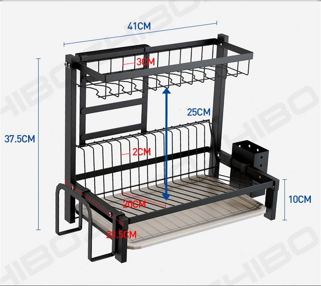 Dish Drying Rack Cutlery Rack 304 Kitchen Supplies Stainless Steel Drain Rack Storage Rack Kitchen Rack Black Dish Rack Cutlery Drying Rack (Size:C3)