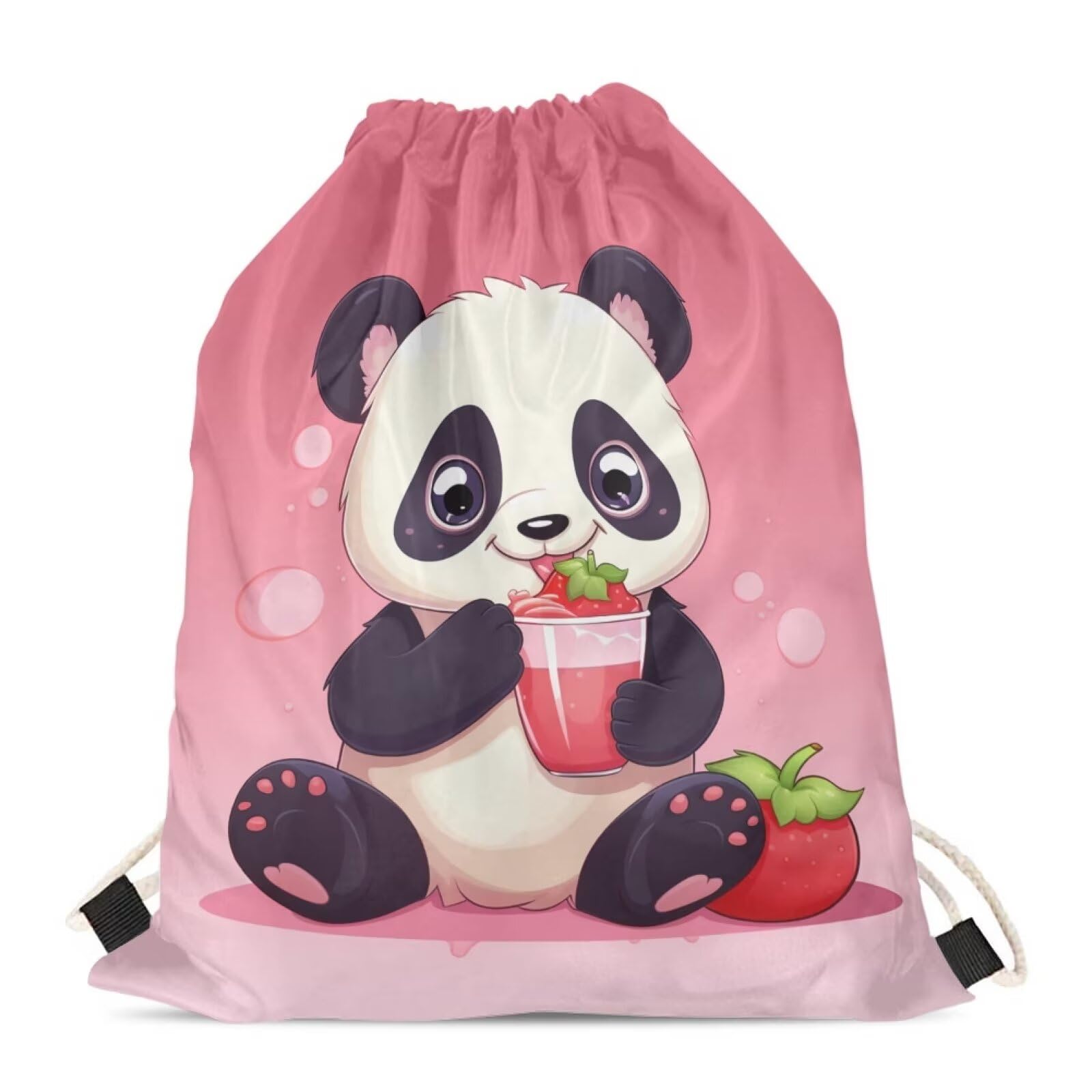 HELLHERO Adorable Panda Drawstring Backpack Sports Gymsac String Bag Cinch Sackpack PE Kit for Swimming,Fitness,Yoga,Walking,Cycling,Shopping,Camping