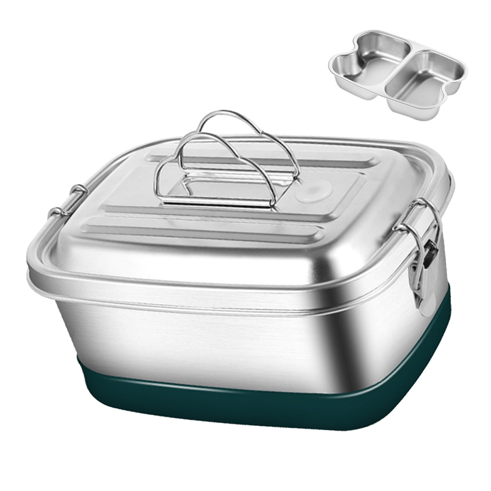 Tragbarer Edelstahl-Lunchbehälter, doppellagig, mit Fächern, Bentos-Box für Büro, Schule oder Reisen, tragbare Bentos-Box für Kinder