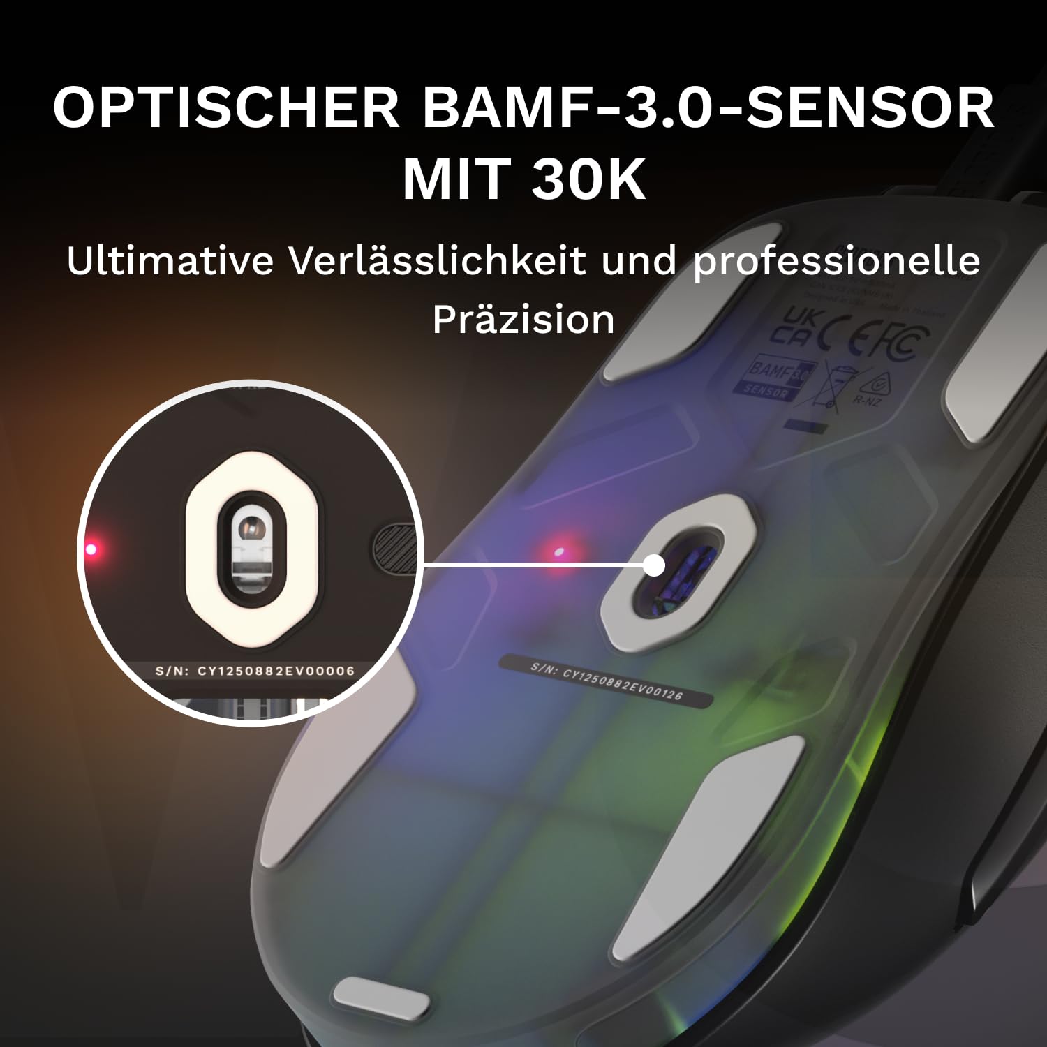 GLORIOUS Model D3 Kabelgebundene Gaming-Maus, 57g, 30k DPI Sensor Schwarz