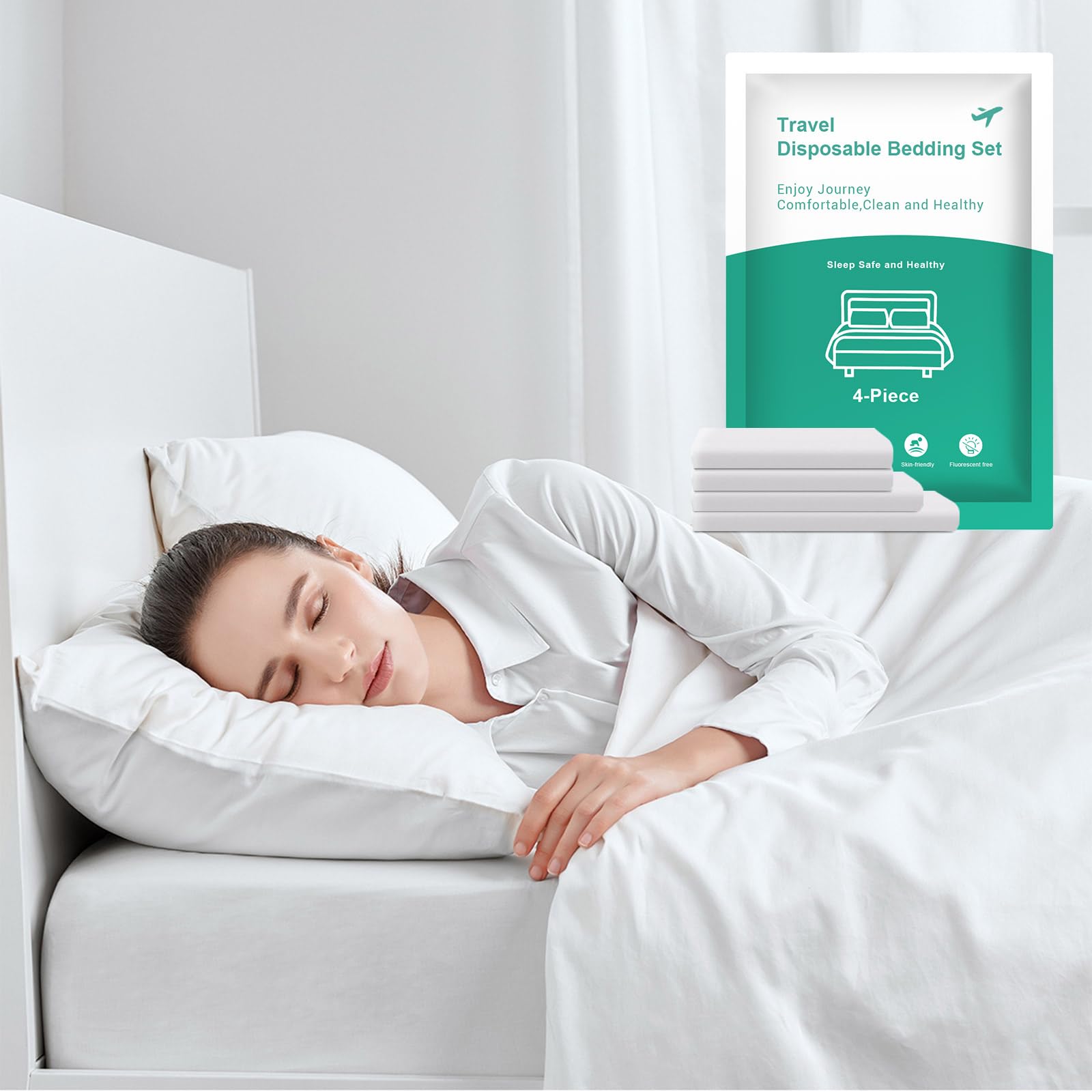 BREENHILL 4 PCS Disposable Bed Sheets,Travel Sheets for Hotel, Disposable Sheets Travel Portable Sheet for Spa Hotel Business Trip (King Size)