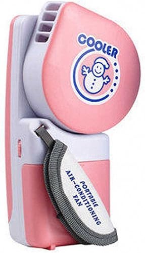 Mini portátil de aire acondicionado de mano Ventilador de refrigeración y práctico ventilador pequeño alimentado por baterías o USB (rosa)