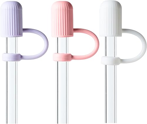 3 tapas de silicona para popote Stanley, 0.394 in, reutilizables, bonitas, rosadas, accesorios para decoración de tapones protectores portátiles,