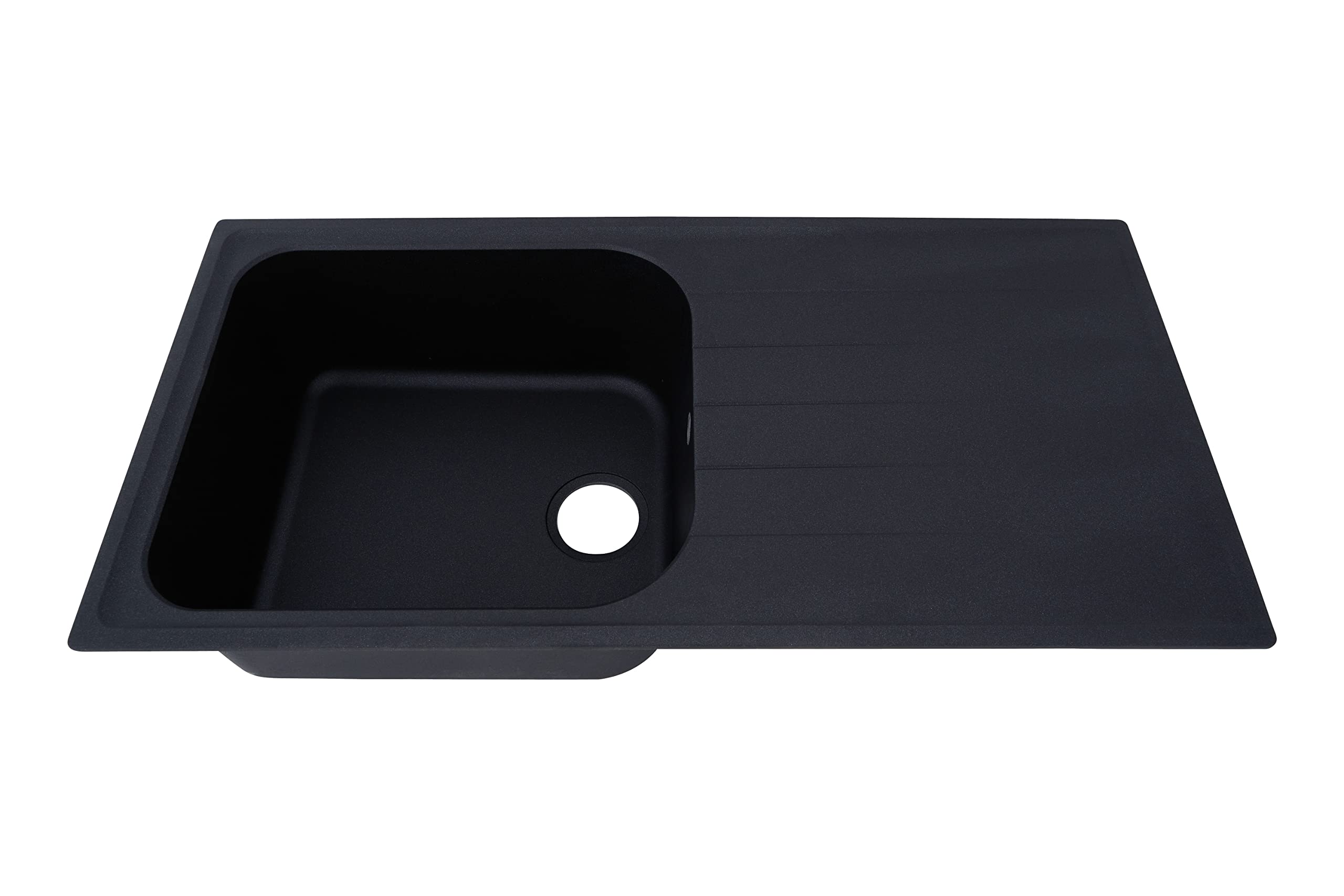 Respekta Lavello da Cucina Orlando in granito color Nero, Lavello da Incasso con 1 vasca, dimensioni 100 x 50 cm, Lavello Adatto per Mobili Sottolavello da 60 cm di Larghezza