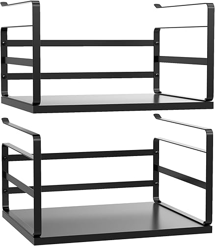 PEKGRIL Paquete de 2 cestas grandes para debajo del estante, cesta de almacenamiento negra para debajo del estante, cesta de almacenamiento colgante