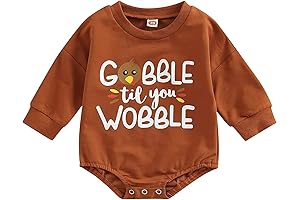 Cute Autumn Thanksgiving Gobble Till You Wobble Letter Pumpkin Print Long Sleeve...