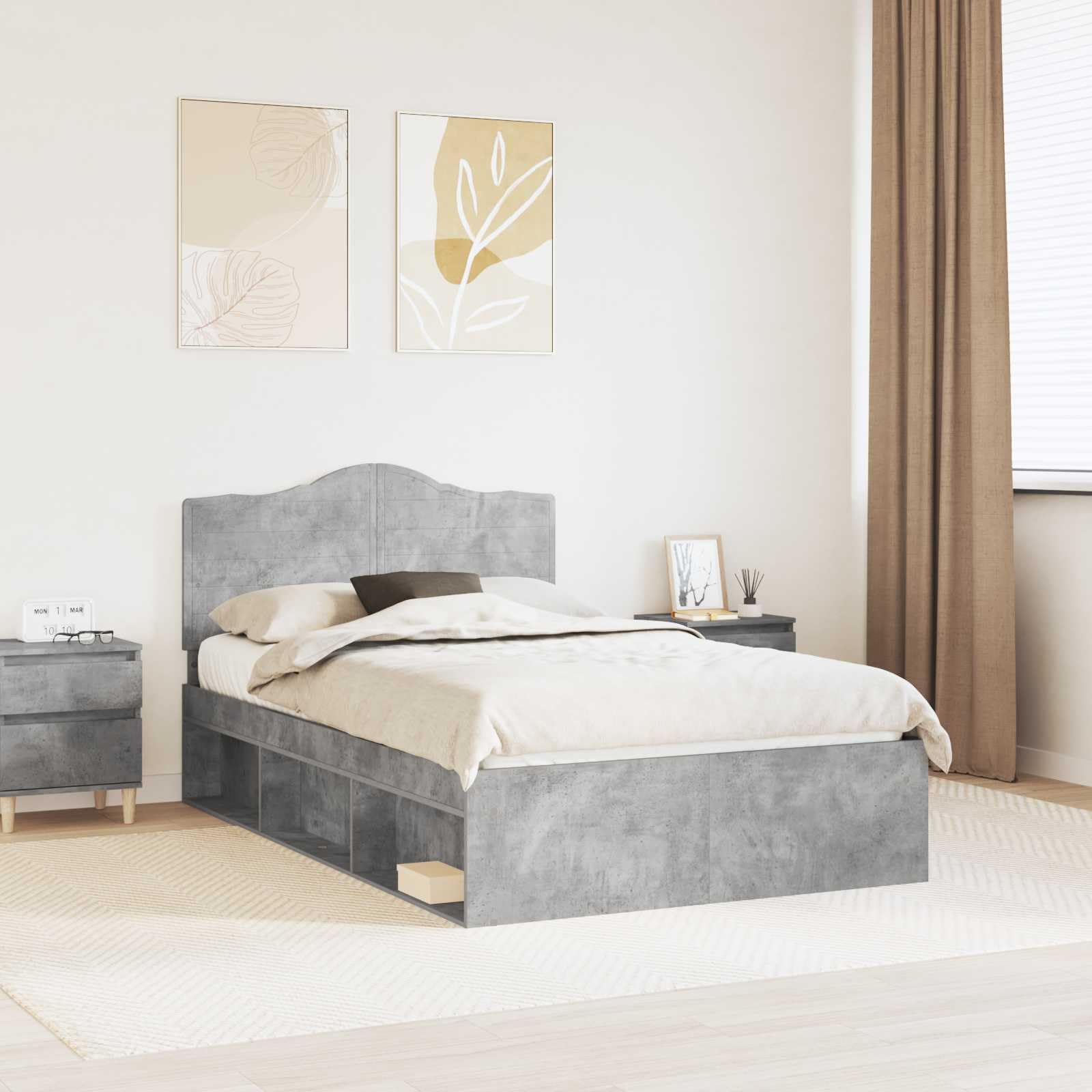 vidaXL Estructura de Cama Concreto 120 x 190 cm Madera de Pino Macizo