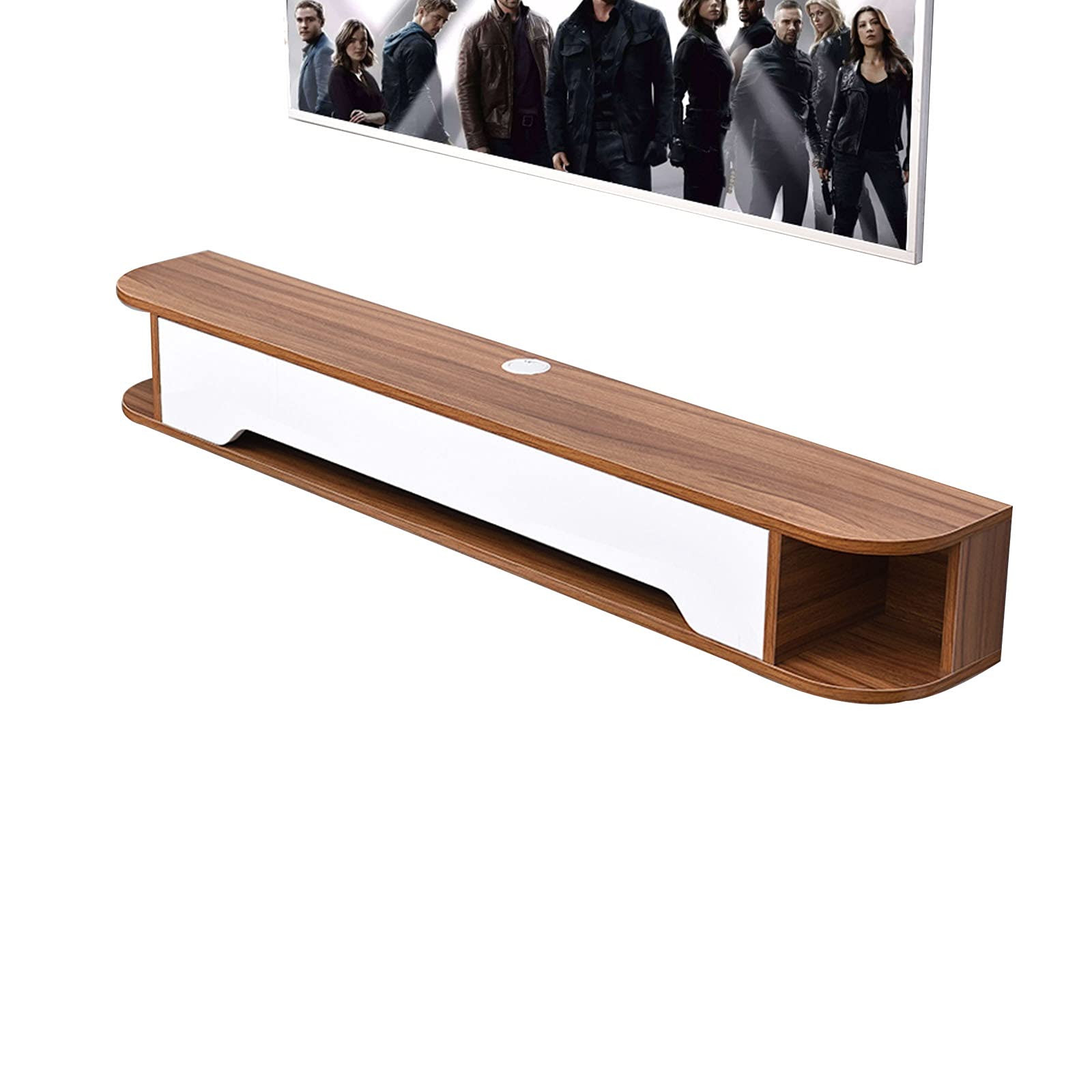 Floating Tv Stand Cabinet Unit 51.1in Wall Mounted Media Console with Door, Floating Entertainment Center TV Stand ，Solid Wood Set-top Box Rack, Complete Machine (Color : E)