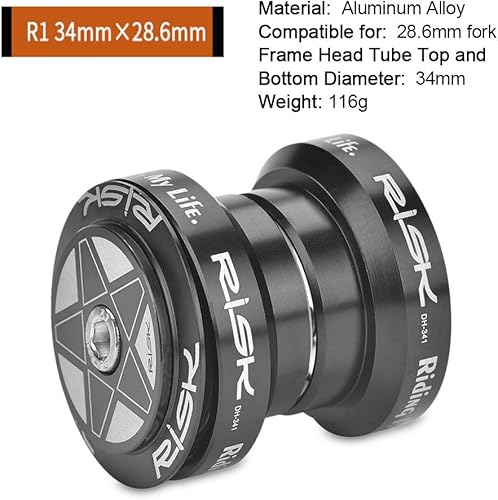 Miniatura 2 de Auriculares de bicicleta de aleación de aluminio de 1.339 in, accesorios de rodamientos de vástago de dirección de tenedor recto de 1.126 in