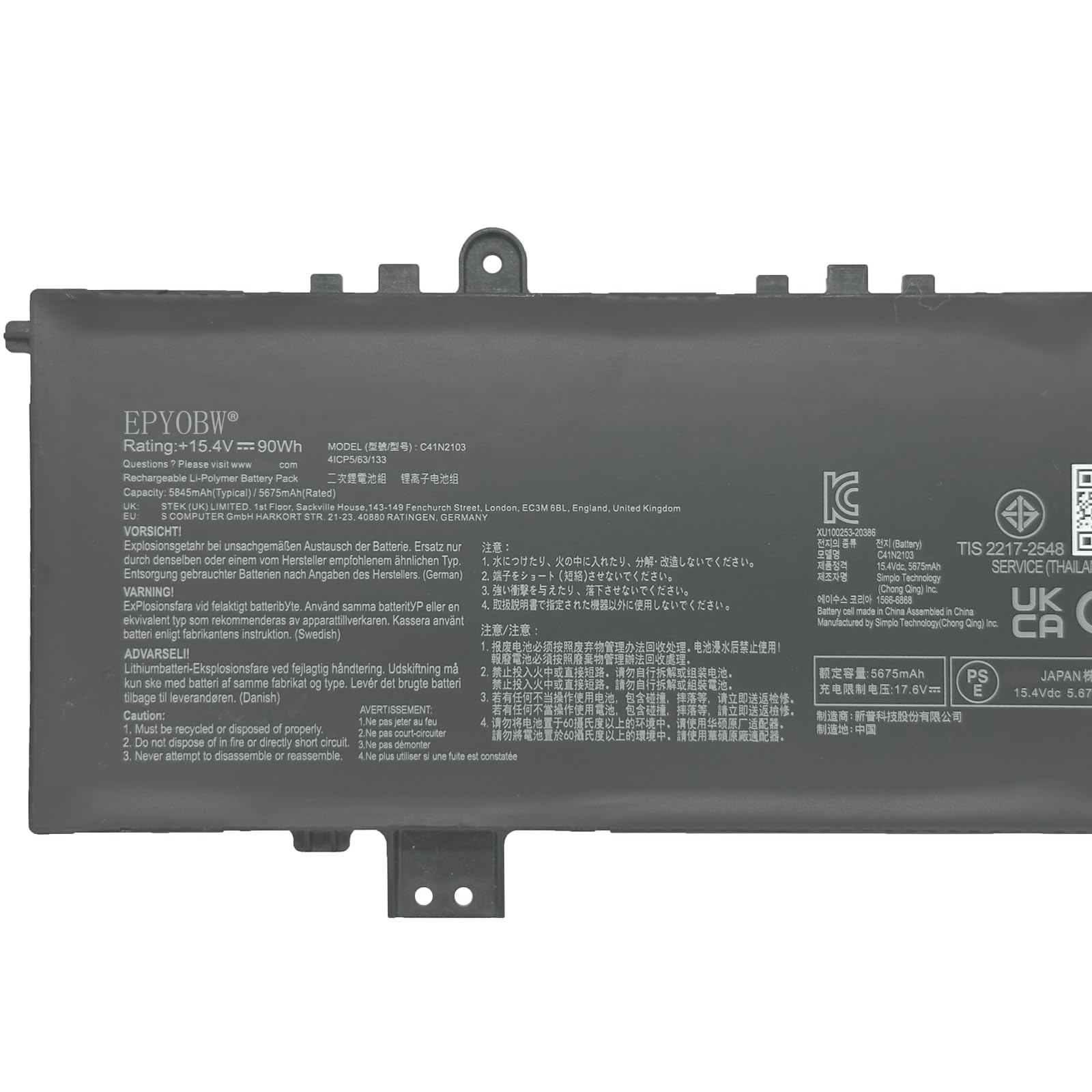 Amazon.com: EPYOBW C41N2103 Laptop Battery 90Wh 5845mAh 15.4V