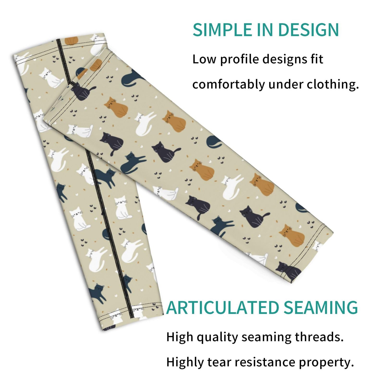 Salelf Cute Cartoon Cats Arm Sleeves Cooling UV Sun Protection Sports Compression Sleeves for Men Women Golf Basketball Arm Sleeves