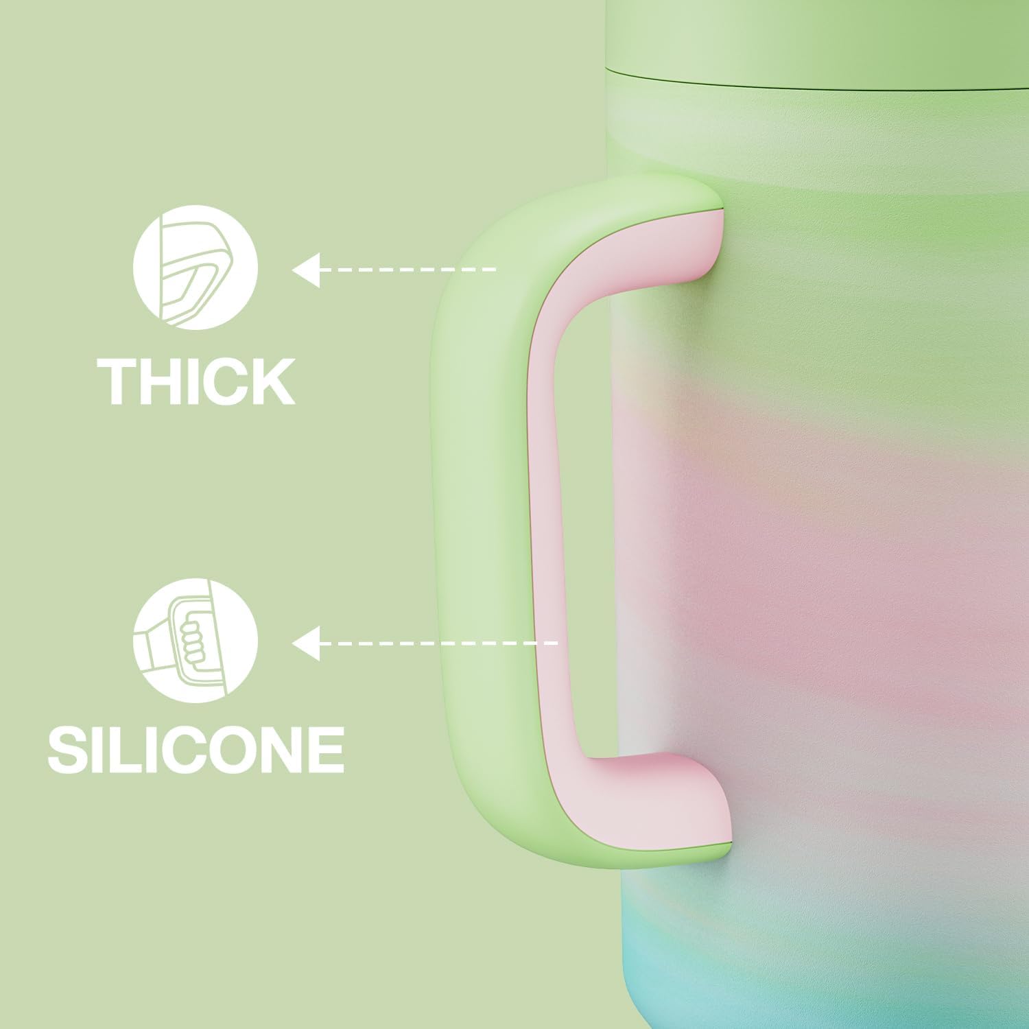 ENCOOL 40 oz Tumbler with Handle and Straw: Stainless Steel Insulated Tumbler Keeps Cold for 24 Hours, Leakproof Travel Cup Fits in Cup Holder and BPA-Free, Fairy - Image 5