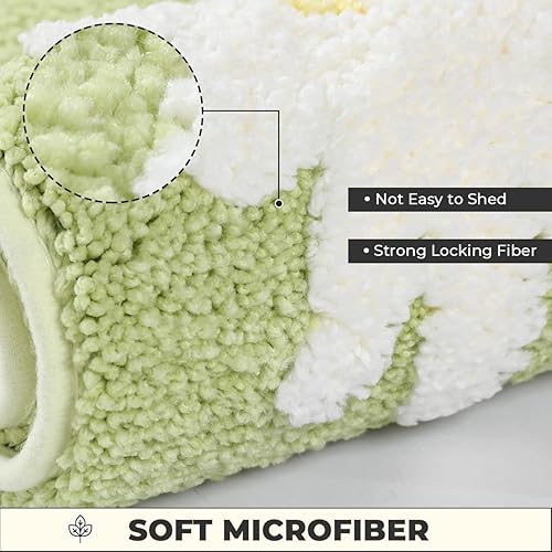 Miniatura 4 de Tapete de baño floral de secado rápido, lavable a máquina y antideslizante, para fregadero, dormitorio y ducha (30 x 17 pulgadas, margarita)
