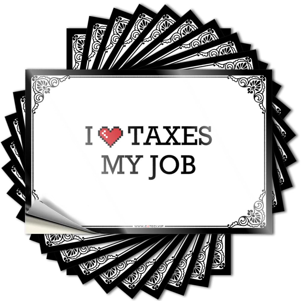 Funny Sticker Restroom Decor Custom Stickers, Bottle Waterproof I Love Taxes My Job for Hydro Flask | Retro Vinyl Decals for Interesting Holiday Gift(8X12CM)