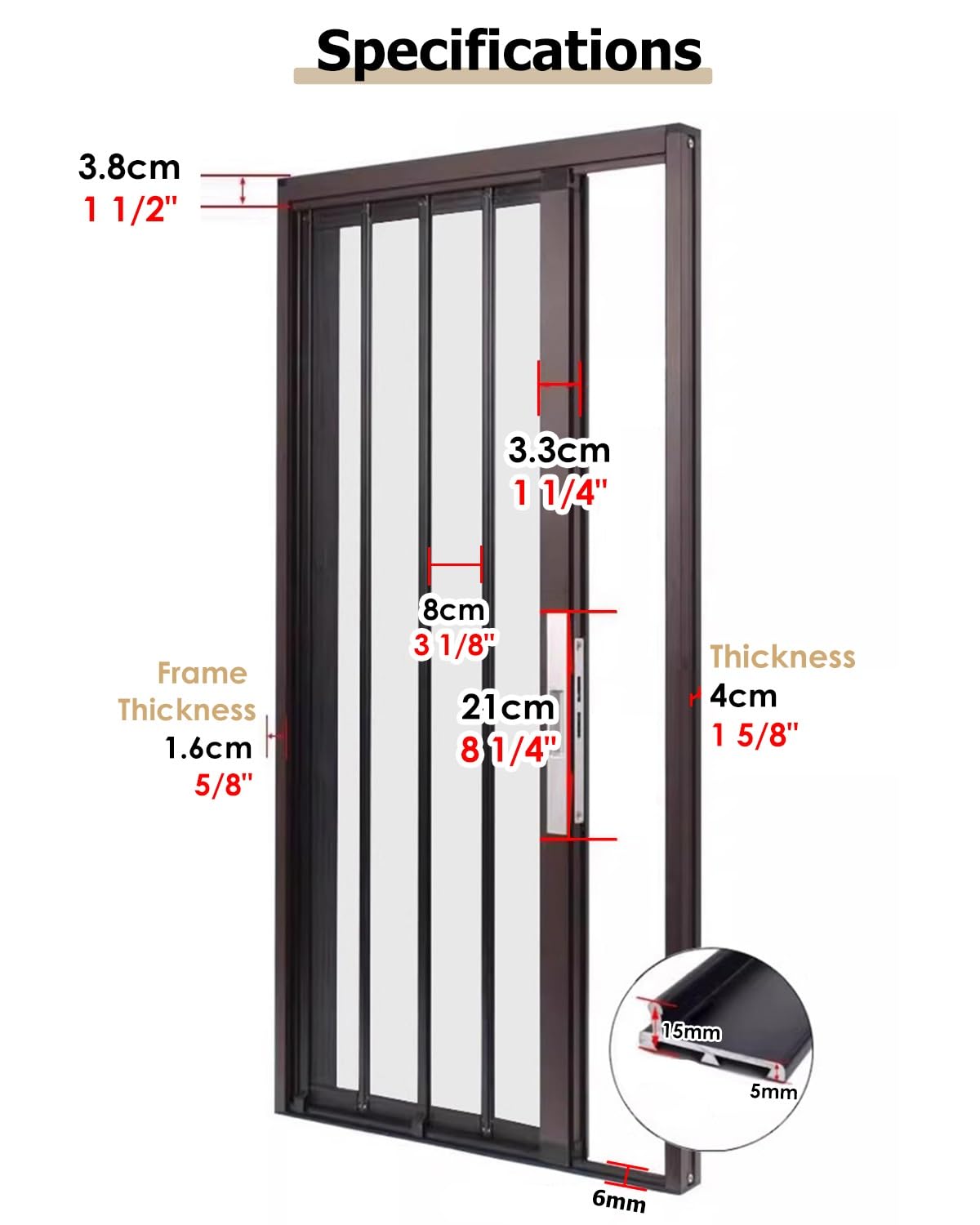 Accordeondeuren Transparante Panelen Concertina Deur met Slot, Magnetische Vouwdeuren Van Aluminium en Acryl Intern Zwart voor Slaapkamers/Bijkeuken, Aangepast Formaat(Size:53x80in(134.6x203.2cm