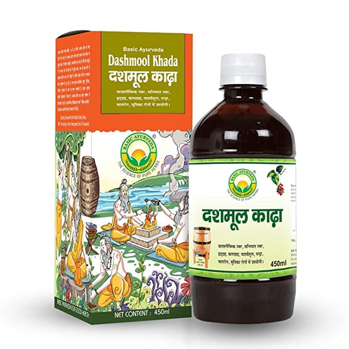 BASIC AYURVEDA Dashmool Kadha 450ml | Certified Organic 100% Natural & Pure Herbal Tonic | Ayurvedic Supplements For Vata Health | A Powerful Blend Of Natural Ingredients Extra Strength Formula