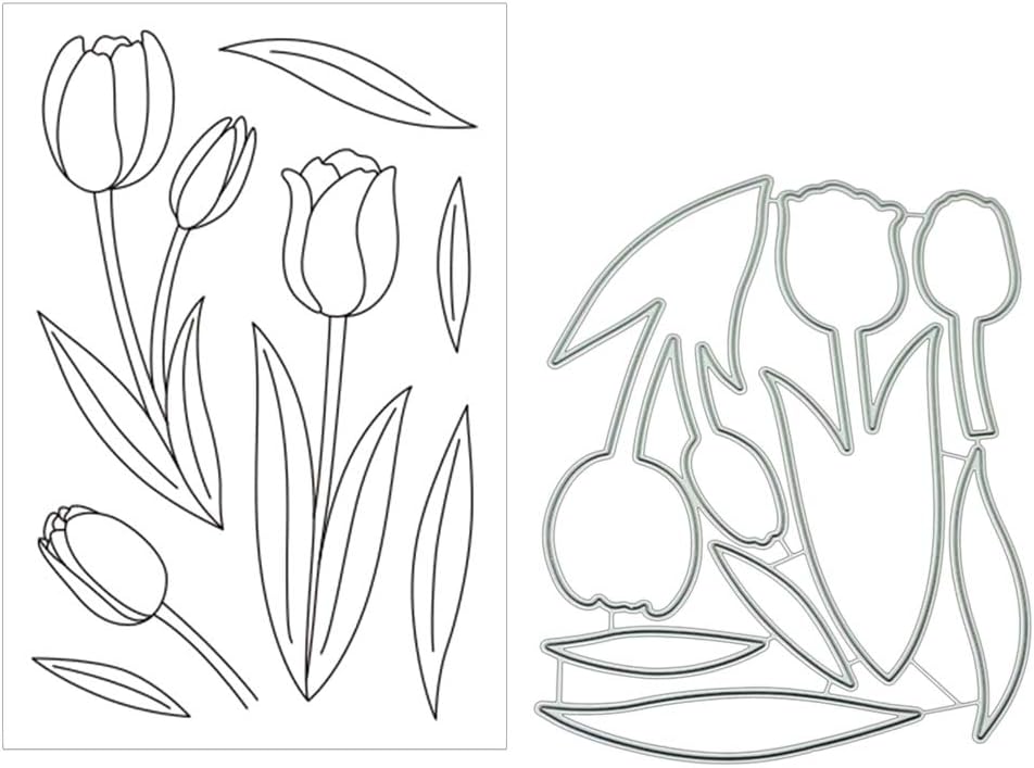 Tulip Silicone Clear Stamp and Die Sets for Card Making, DIY Embossing Photo Album Decorative Craft