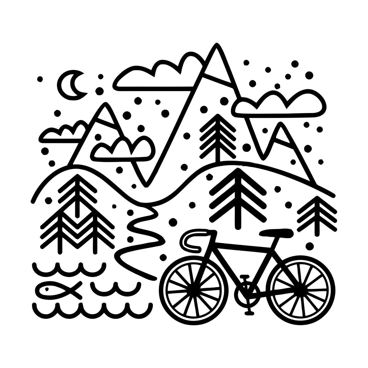Lzhouting Wall Stickers 0938 Cycling Wall Sticker Bicycle And Mountains Wall Decals For Bedroom Vinyl Bike Wall Art Decal Sticker Mural Home Decoration Small - 42X47cm