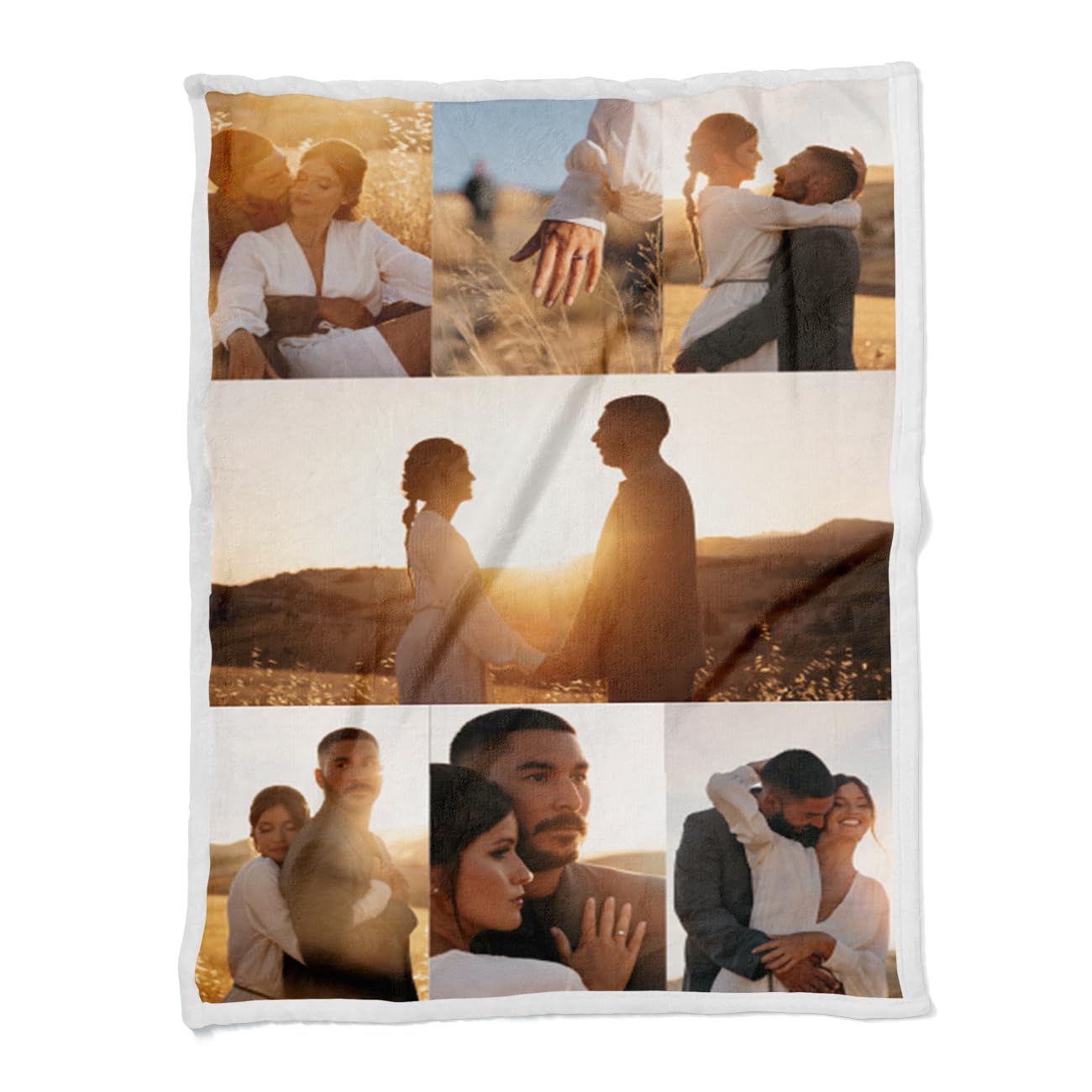 ZPUBLI+ Manta Personalizada con Foto y Texto. Manta Collage. Manta sofá y Cama. Regalo Original de Navidad, cumpleaños, Aniversarios, San Valentín, papá, mamá, Regalo para Parejas. (7 Fotos, 105x75)