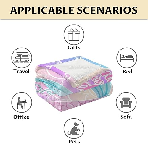 Miniatura 6 de Manta de cola de sirena, suave, mullida y cálida, manta pequeña de 40 x 50 pulgadas para sofá, manta colorida y bonita para niñas