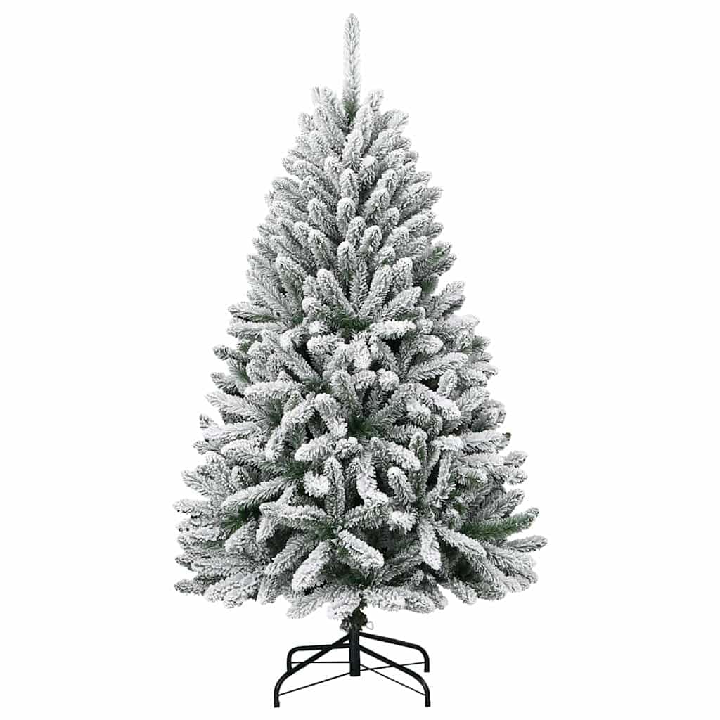 Albero di Natale artificiale verde e bianco 120 cm, PVC e metallo, pieghevole con rami realistici, ideale per interni ed esterni protetti, facile da montare, decorazione festiva