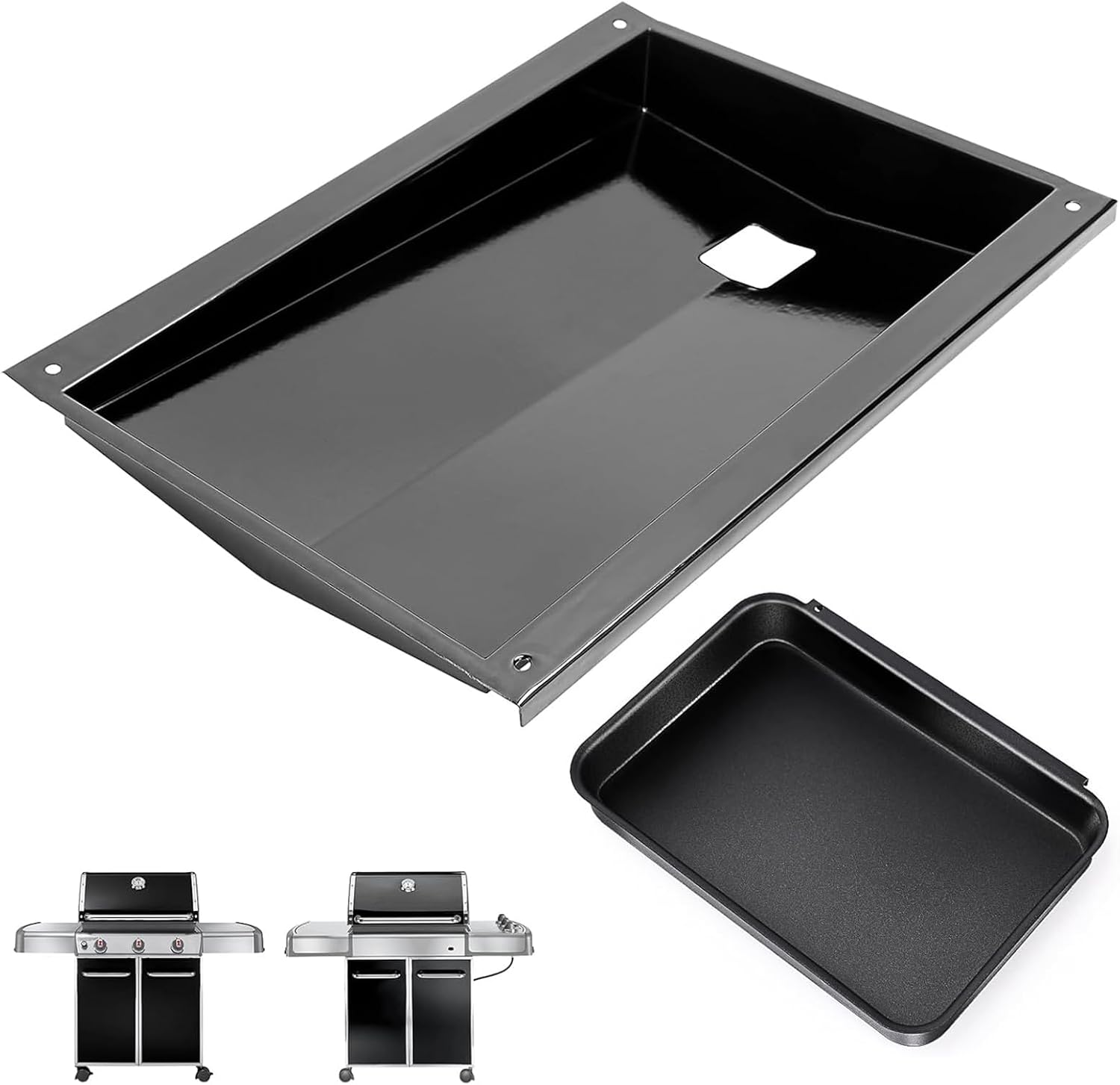 QuliMetal Grease Tray with Catch Pan for Weber Genesis 300 Series (2011-2016) – Compatible with Genesis E310, E320, E330, Front Control Knob Gas Grills, Replacement for Weber 62757 & 67047