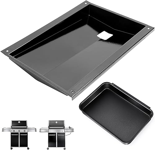 QuliMetal Bandeja de grasa con bandeja de captura para parrillas de gas Weber Genesis serie 300 (2011-2016), Genesis E310, Genesis E320 bandejas de