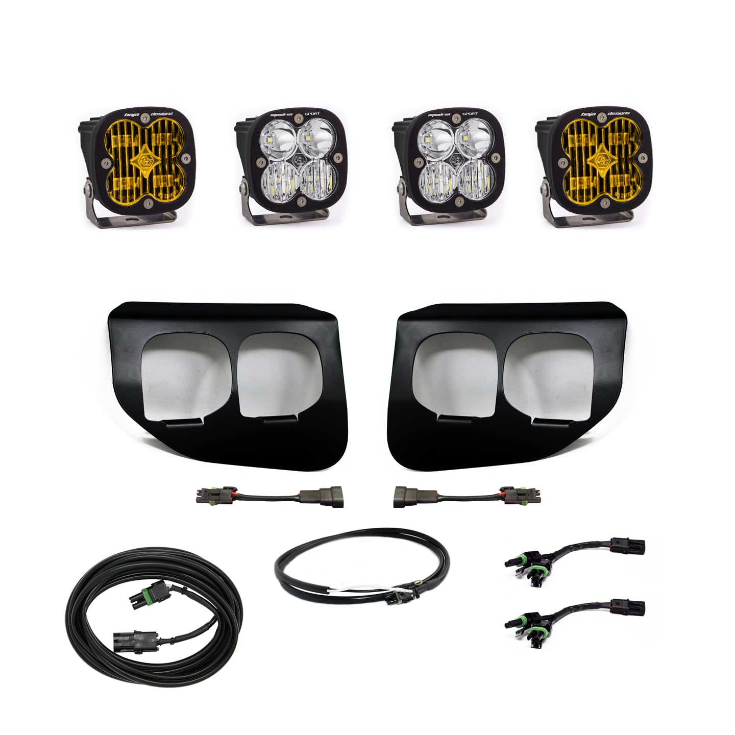 Baja Designs Pocket Squadron SAE Clear & Amber Sport Dual LED Fog Light Kit Compatible with 2020+ F250/F350 Super Duty Diesel Gas