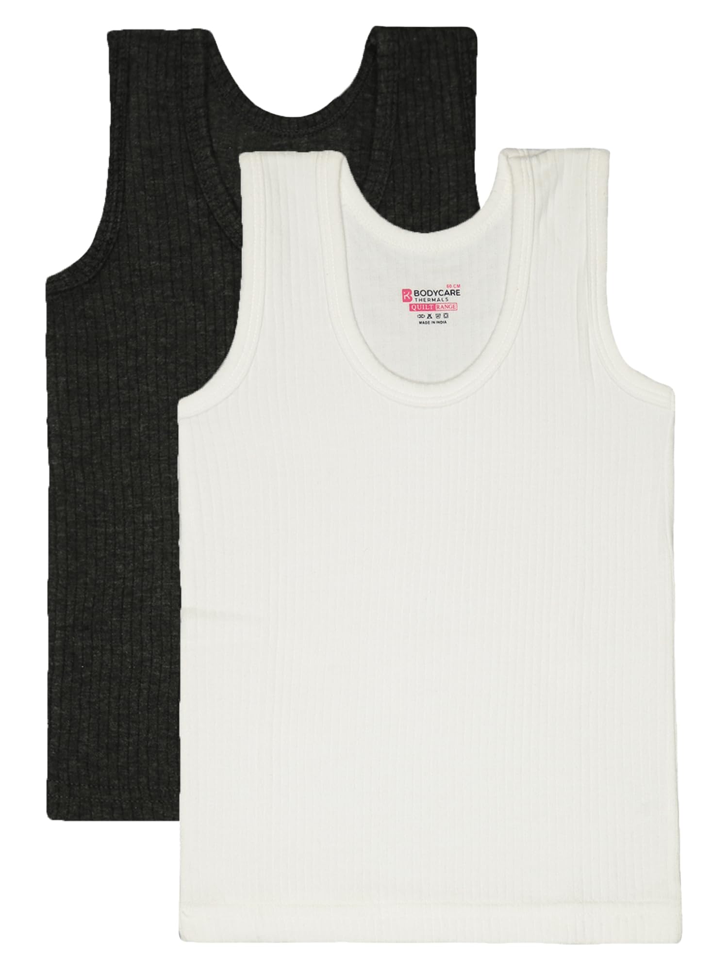 Unisex Round Neck Sleeveless Slim Fit Thermal Top Pack Of 2